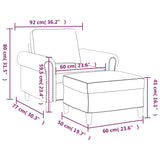 NNEVL Sofa Chair with Footstool Dark Grey 60 cm Velvet