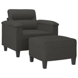 NNEVL Sofa Chair with Footstool Dark Grey 60 cm Microfibre Fabric