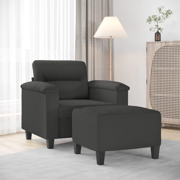 NNEVL Sofa Chair with Footstool Dark Grey 60 cm Microfibre Fabric