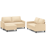 NNEVL 3 Piece Sofa Set with Cushions Cream Fabric