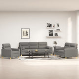 NNEVL 3 Piece Sofa Set with Throw Pillows&Cushions Dark Grey Fabric