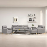 NNEVL 4 Piece Sofa Set with Throw Pillows and Cushions Light Grey Fabric