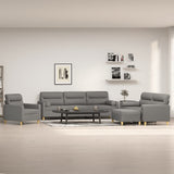 NNEVL 4 Piece Sofa Set with Throw Pillows&Cushions Dark Grey Fabric
