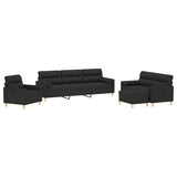 NNEVL 4 Piece Sofa Set with Throw Pillows&Cushions Black Fabric