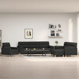 NNEVL 4 Piece Sofa Set with Throw Pillows&Cushions Black Fabric