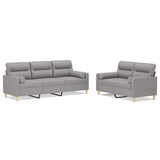 NNEVL 2 Piece Sofa Set with Throw Pillows&Cushions Light Grey Fabric