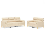 NNEVL 2 Piece Sofa Set with Throw Pillows&Cushions Cream Fabric