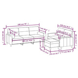 NNEVL 3 Piece Sofa Set with Throw Pillows&Cushions Light Grey Fabric