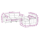 NNEVL 3 Piece Sofa Set with Throw Pillows&Cushions Black Fabric