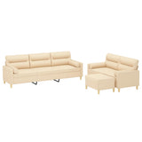 NNEVL 3 Piece Sofa Set with Throw Pillows&Cushions Cream Fabric