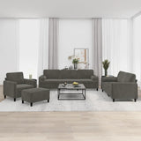 NNEVL 4 Piece Sofa Set with Throw Pillows&Cushions Dark Grey Velvet