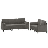 NNEVL 2 Piece Sofa Set with Throw Pillows&Cushions Dark Grey Velvet