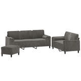 NNEVL 3 Piece Sofa Set with Throw Pillows&Cushions Dark Grey Velvet