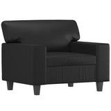 NNEVL 3 Piece Sofa Set with Pillows and Cushions Black Faux Leather