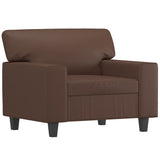 NNEVL 4 Piece Sofa Set with Pillows&Cushions Brown Faux Leather