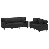 NNEVL 2 Piece Sofa Set with Pillows&Cushions Black Faux Leather