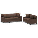 NNEVL 2 Piece Sofa Set with Pillows&Cushions Brown Faux Leather