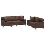 NNEVL 2 Piece Sofa Set with Pillows&Cushions Brown Faux Leather