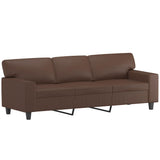 NNEVL 3 Piece Sofa Set with Pillows&Cushions Brown Faux Leather