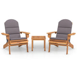 NNEVL 3 Piece Adirondack Garden Lounge Set Solid Wood Acacia