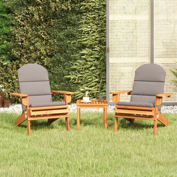NNEVL 3 Piece Adirondack Garden Lounge Set Solid Wood Acacia
