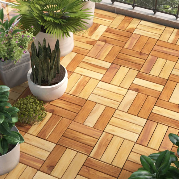 NNEVL Decking Tiles 20 pcs 30x30 cm Solid Wood Teak