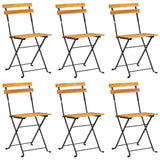 NNEVL Folding Garden Chairs 6 pcs Steel and Solid Wood Acacia