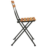NNEVL Folding Bistro Chairs 6 pcs Solid Wood Teak and Steel