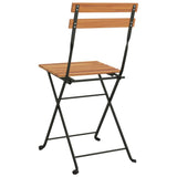 NNEVL Folding Bistro Chairs 6 pcs Solid Wood Teak and Steel