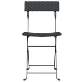 NNEVL Folding Bistro Chairs 6 pcs Black Poly Rattan and Steel
