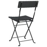 NNEVL Folding Bistro Chairs 6 pcs Black Poly Rattan and Steel