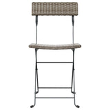 NNEVL Folding Bistro Chairs 4 pcs Grey Poly Rattan and Steel