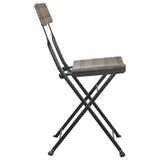 NNEVL Folding Bistro Chairs 4 pcs Grey Poly Rattan and Steel