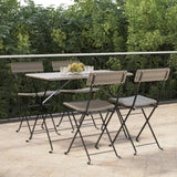 NNEVL Folding Bistro Chairs 4 pcs Grey Poly Rattan and Steel