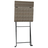 NNEVL Folding Bistro Chairs 6 pcs Grey Poly Rattan and Steel