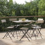 NNEVL Folding Bistro Chairs 6 pcs Grey Poly Rattan and Steel