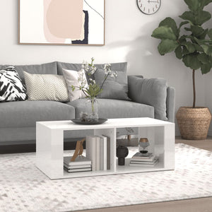 NNEVL Coffee Table High Gloss White 100x50x36 cm Engineered Wood