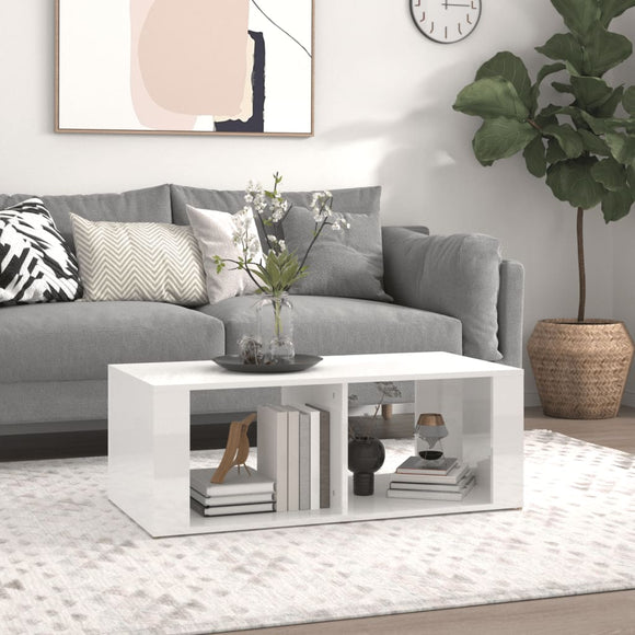 NNEVL Coffee Table High Gloss White 100x50x36 cm Engineered Wood