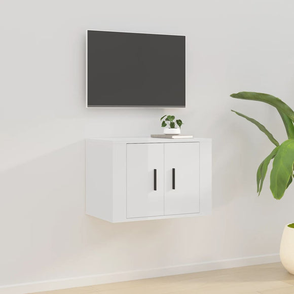 NNEVL Wall Mounted TV Cabinet High Gloss White 57x34.5x40 cm