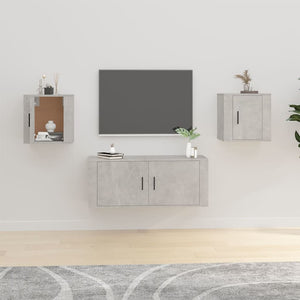 NNEVL Wall Mounted TV Cabinets 2 pcs Concrete Grey 40x34.5x40 cm