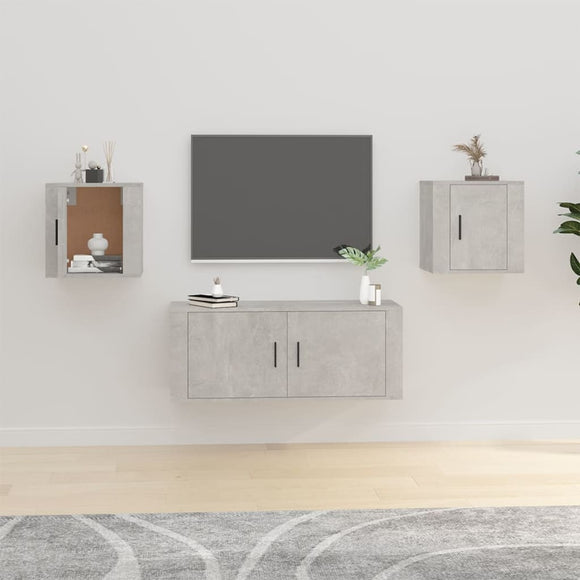 NNEVL Wall Mounted TV Cabinets 2 pcs Concrete Grey 40x34.5x40 cm