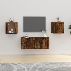 NNEVL Wall Mounted TV Cabinets 2 pcs Smoked Oak 40x34.5x40 cm