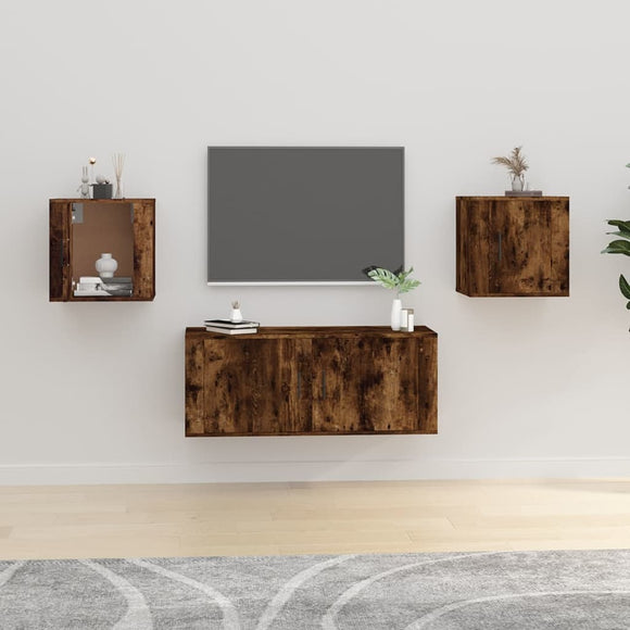 NNEVL Wall Mounted TV Cabinets 2 pcs Smoked Oak 40x34.5x40 cm