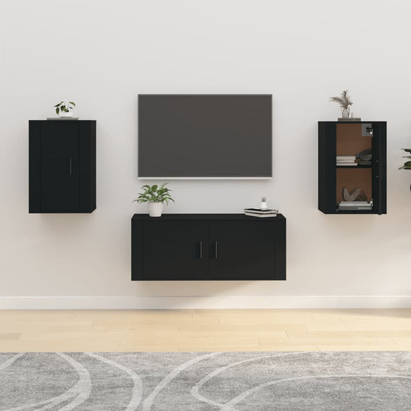 NNEVL Wall Mounted TV Cabinets 2 pcs Black 40x34.5x60 cm