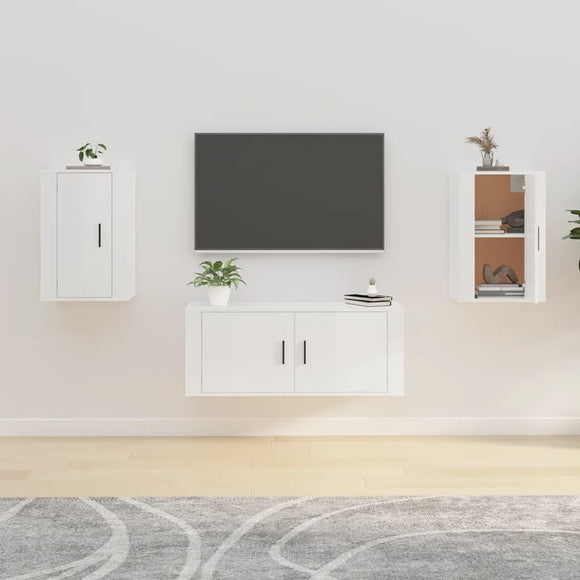 NNEVL Wall Mounted TV Cabinets 2 pcs High Gloss White 40x34.5x60 cm