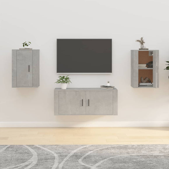 NNEVL Wall Mounted TV Cabinets 2 pcs Concrete Grey 40x34.5x60 cm