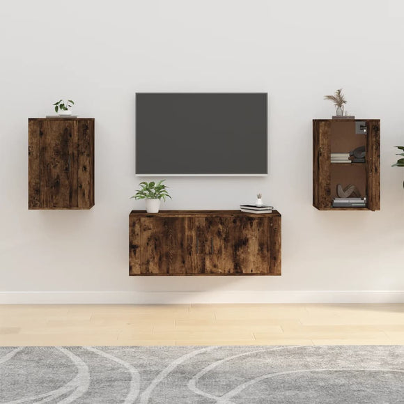 NNEVL Wall Mounted TV Cabinets 2 pcs Smoked Oak 40x34.5x60 cm