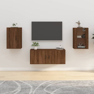 NNEVL Wall Mounted TV Cabinets 2 pcs Brown Oak 40x34.5x60 cm