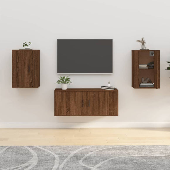 NNEVL Wall Mounted TV Cabinets 2 pcs Brown Oak 40x34.5x60 cm