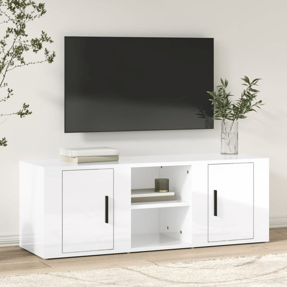 NNEVL TV Cabinet High Gloss White 100x31.5x35 cm Engineered Wood